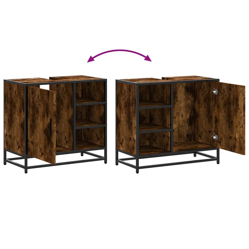 Mueble de baño para lavabo roble ahumado 65x33x60