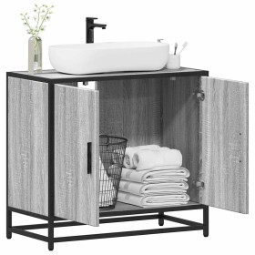 Mueble lavabo baño madera contrachapada sonoma gris 65x33x60