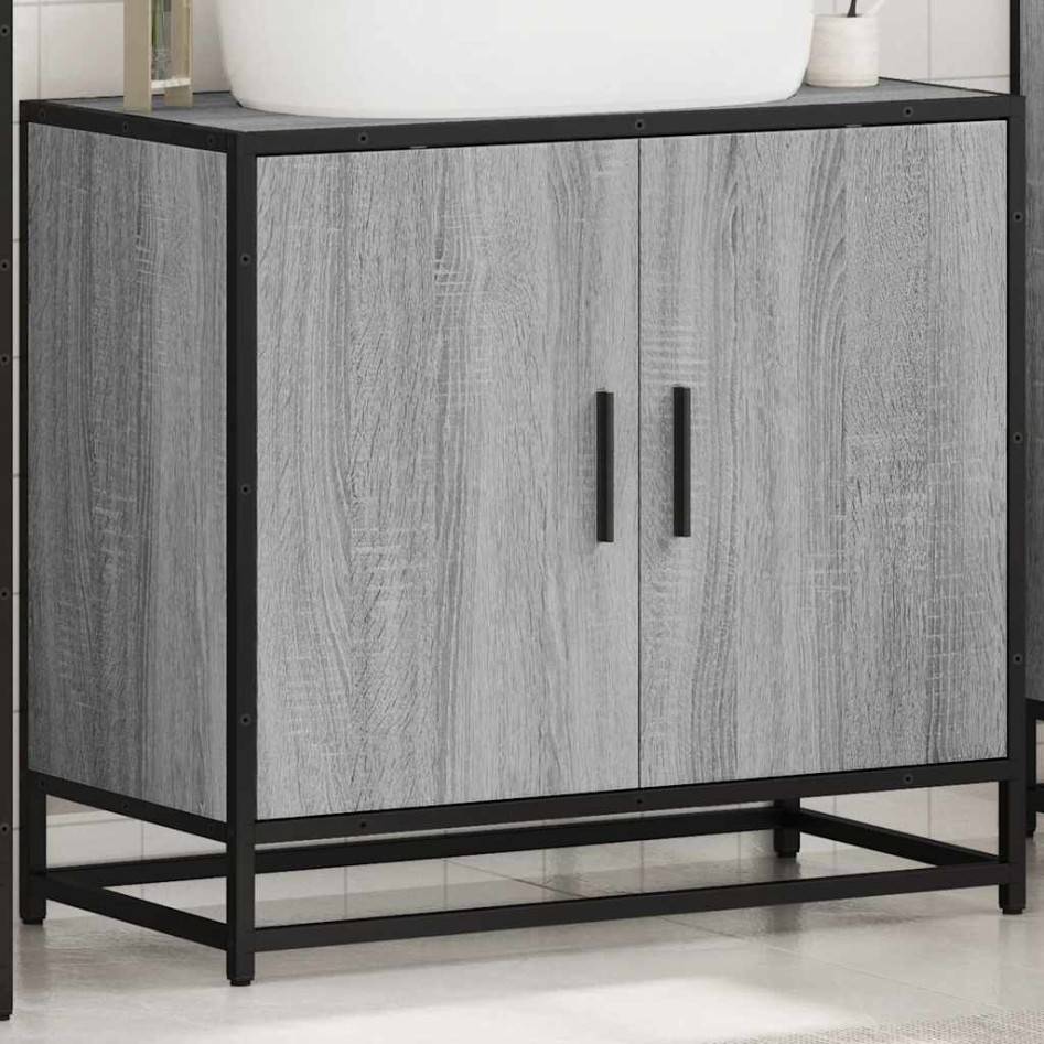 Mueble lavabo baño madera contrachapada sonoma gris 65x33x60