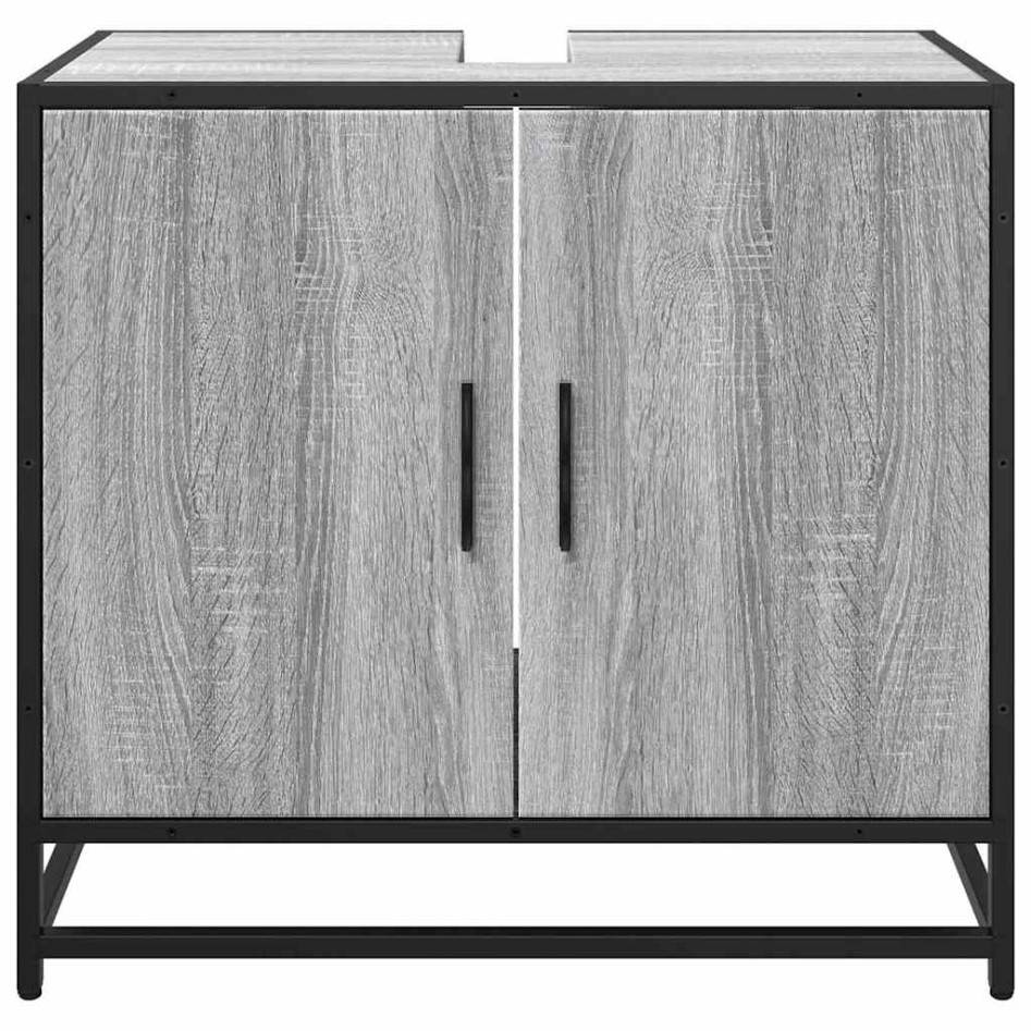 Mueble lavabo baño madera contrachapada sonoma gris 65x33x60