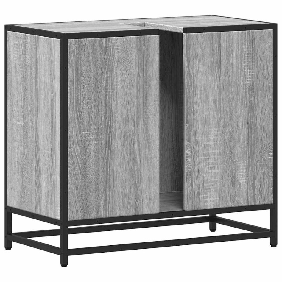 Mueble lavabo baño madera contrachapada sonoma gris 65x33x60