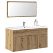 Mueble de baño con espejo de madera ingeniería roble artesanal