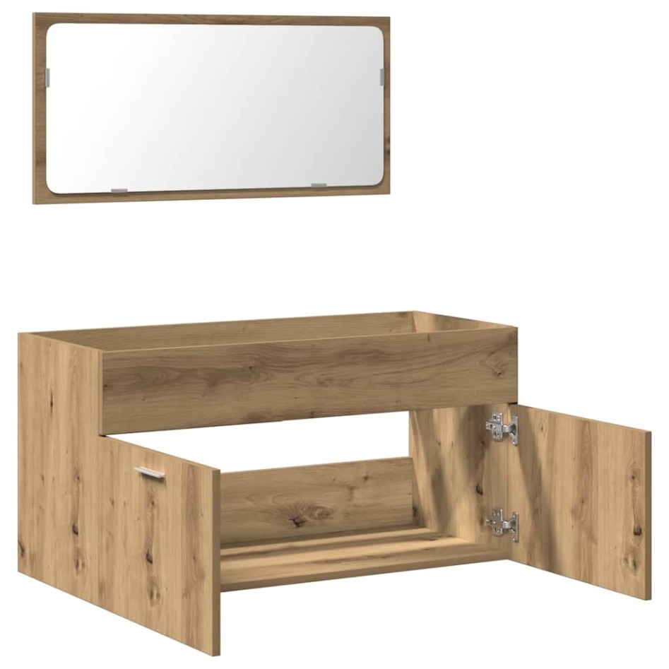 Mueble de baño con espejo de madera ingeniería roble