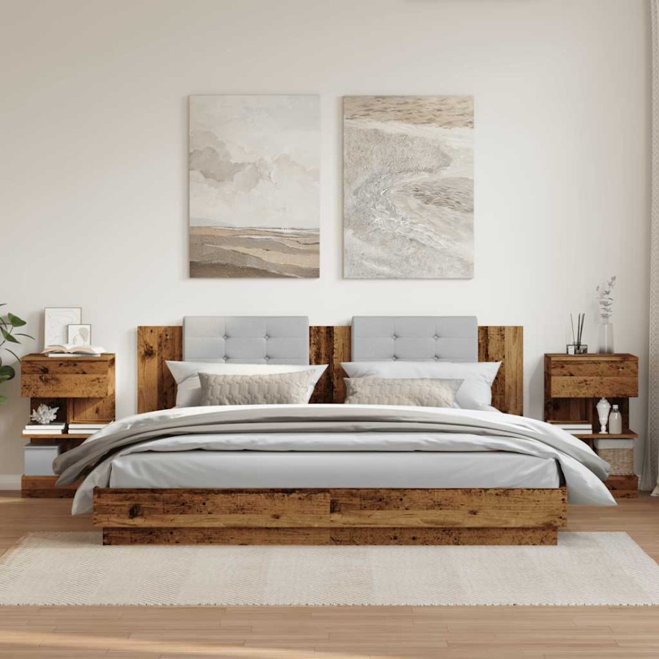 Mesitas de noche 2 uds madera ingeniería envejecida 40x35x65