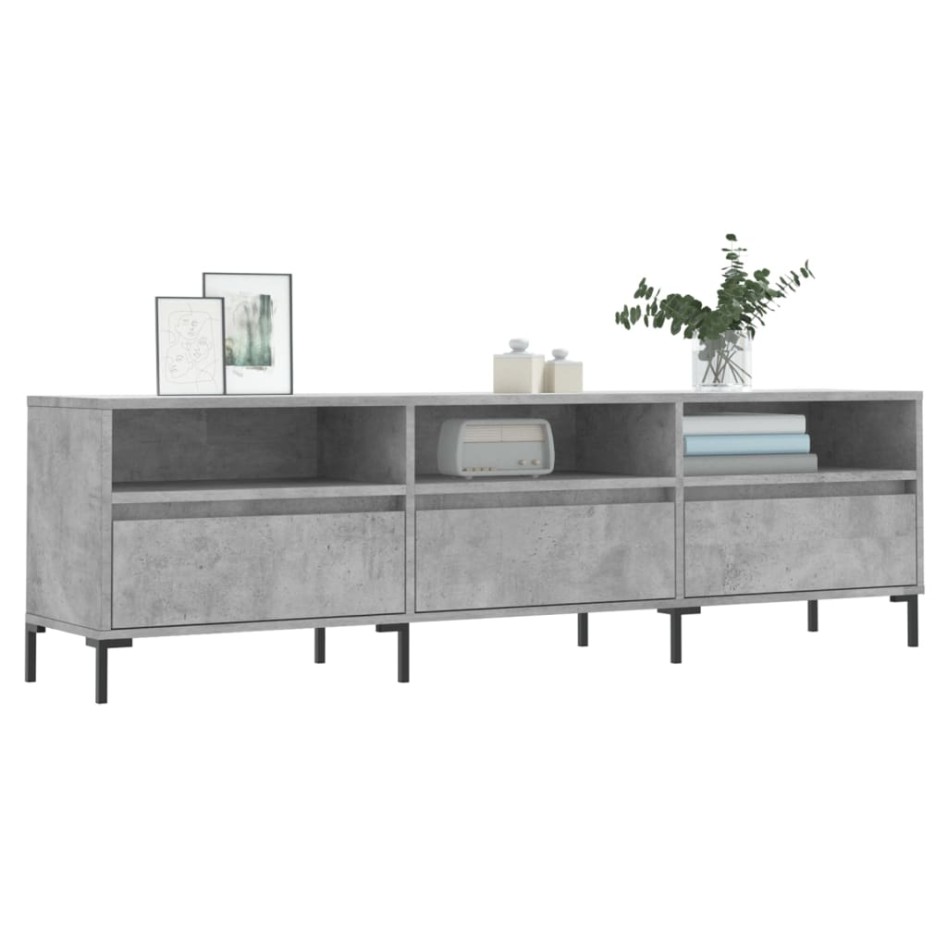 Mueble de TV madera contrachapada gris hormigón 150x30x44,5
