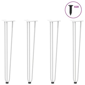 Patas de mesa tipo horquilla 4 uds acero macizo blanco 72