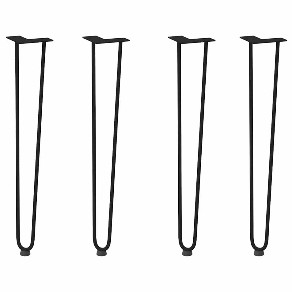Patas de mesa tipo horquilla 4 uds acero macizo negro 72