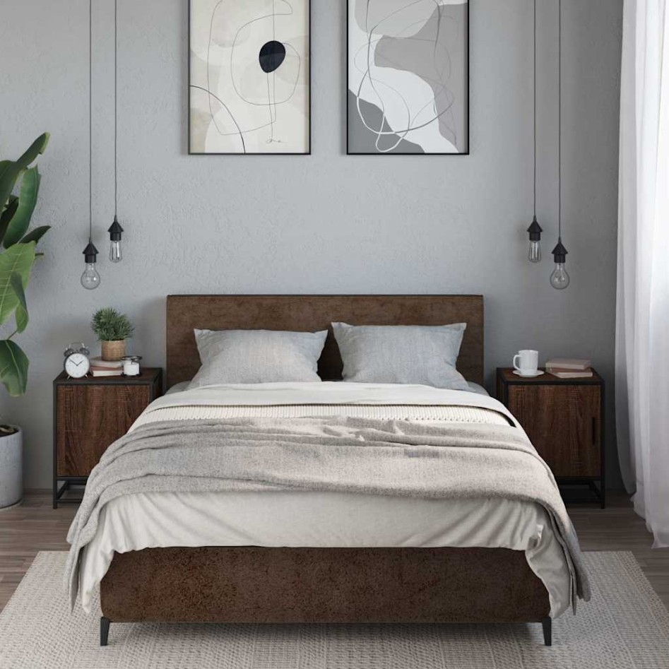 Mesitas noche 2 uds madera ingeniería marrón roble 40x31x50