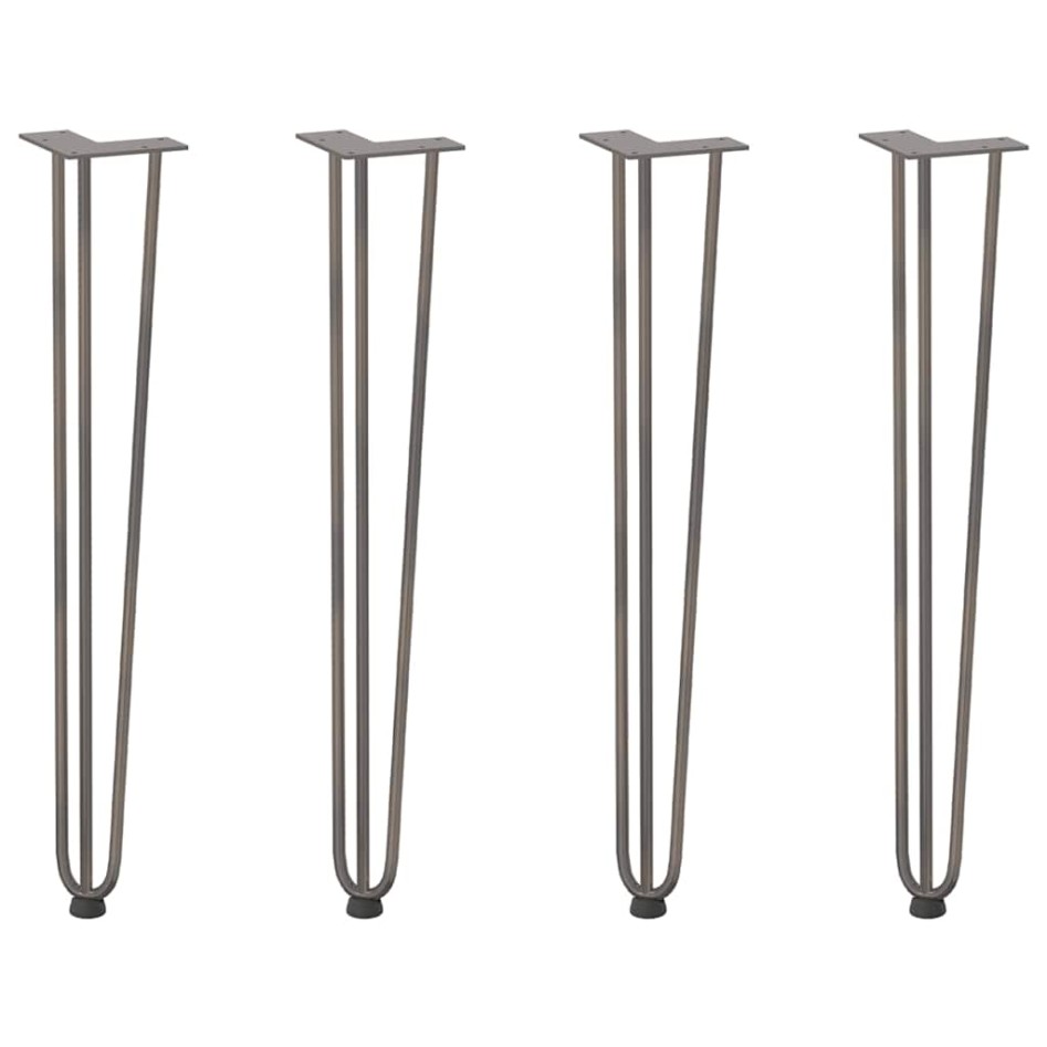 Patas mesa tipo horquilla 4 uds acero macizo acero natural