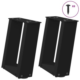 Patas de mesa de centro forma U 2uds acero negro 30x(30-31)