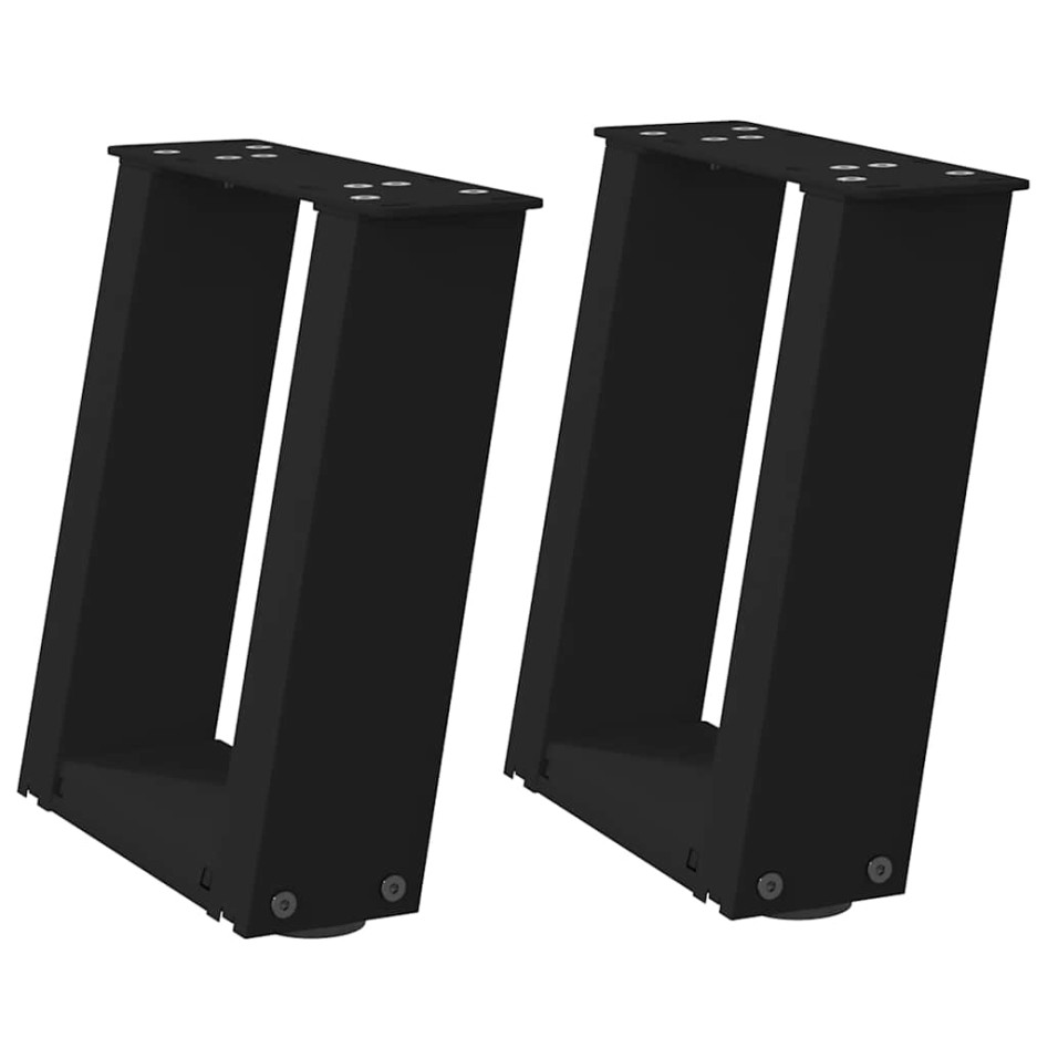 Patas de mesa de centro forma U 2uds acero negro 30x(30-31)