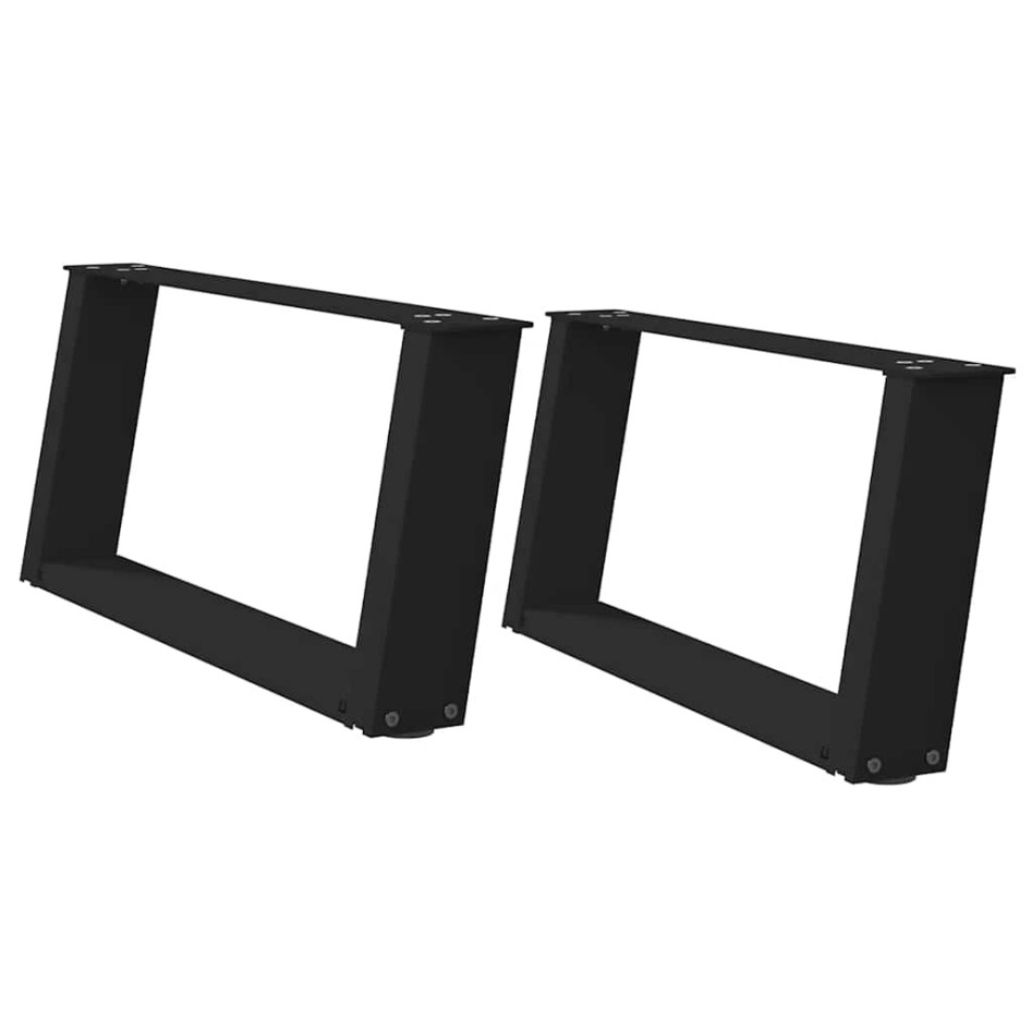 Patas de mesa de centro forma U 2uds acero negro 60x(30-31)
