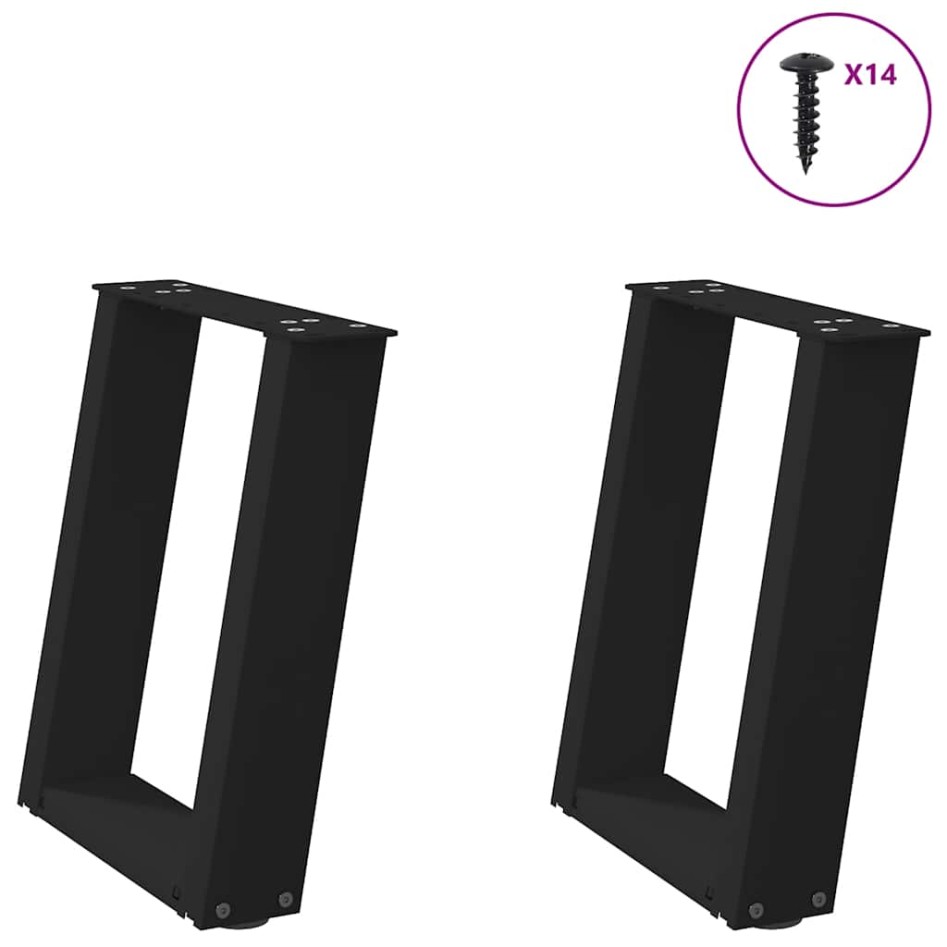 Patas de mesa de centro forma U 2uds acero negro 38x(42-43)