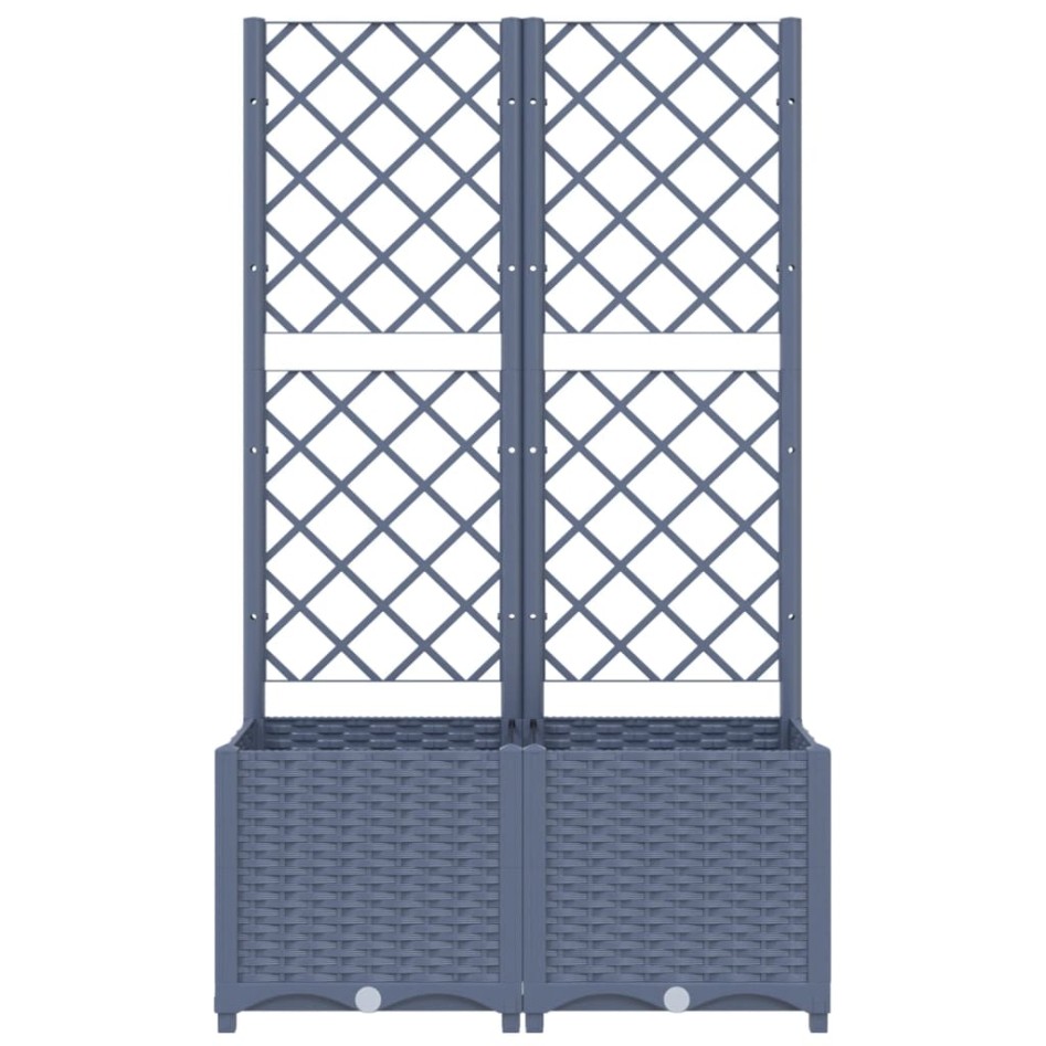 Jardinera con enrejado PP azul gris 80x40x136