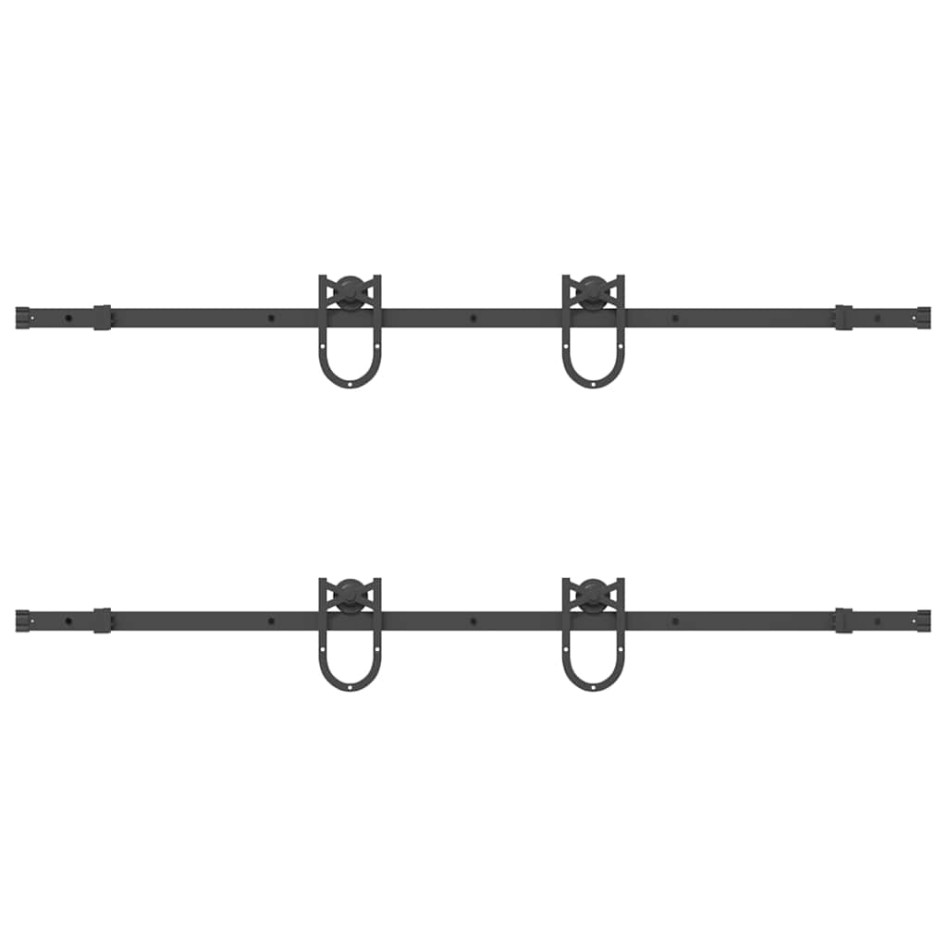 Kit de herrajes para puertas correderas acero negro 366