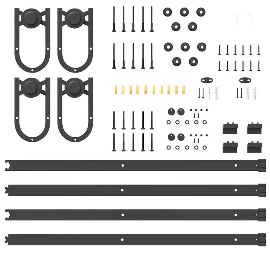 Kit de herrajes para puertas correderas acero negro 366