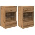 Muebles TV de pared luces LED 2 uds roble artisian