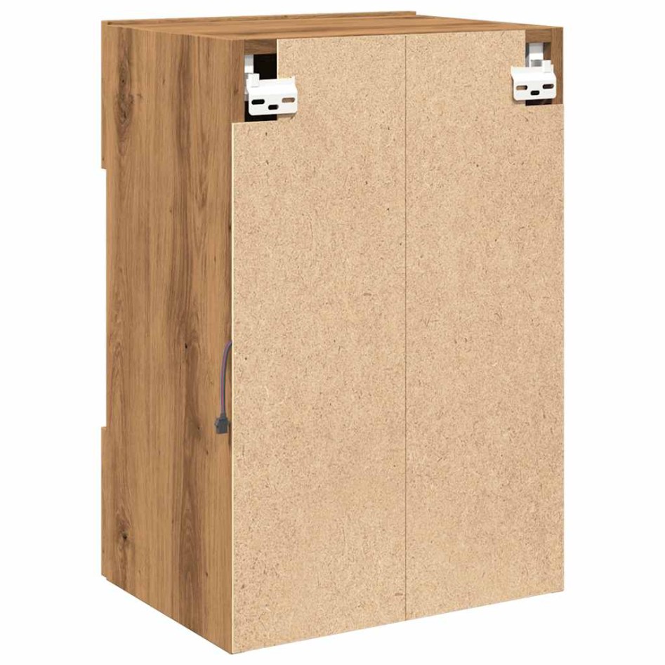 Muebles TV de pared luces LED 2 uds roble artisian