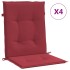 Cojín silla jardín respaldo bajo 4 uds tela Oxford rojo