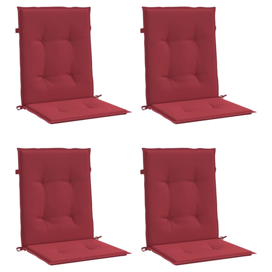 Cojín silla jardín respaldo bajo 4 uds tela Oxford rojo