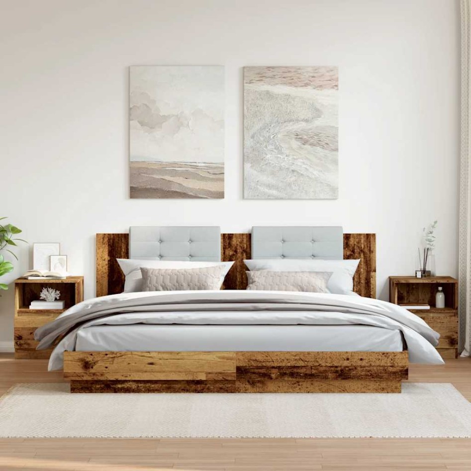 Mesitas de noche 2 uds madera ingeniería envejecida 40x40x50