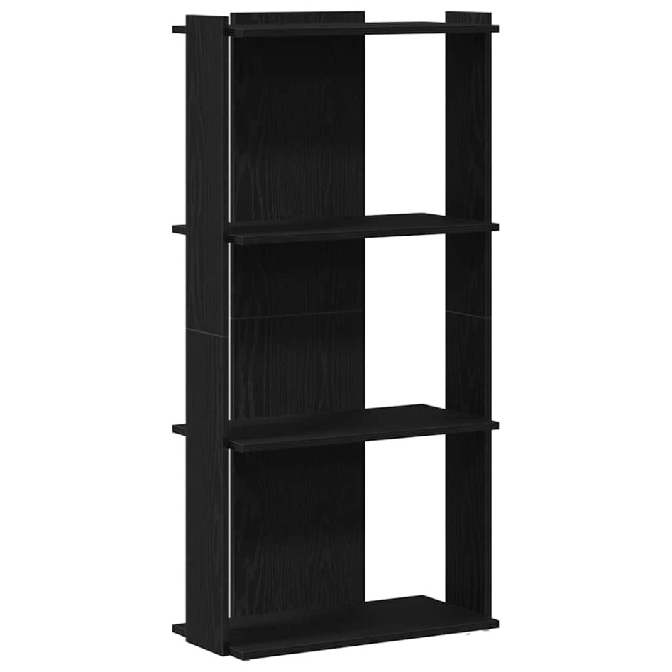 Librería de 3 estantes madera de ingeniería negro 60x30x120