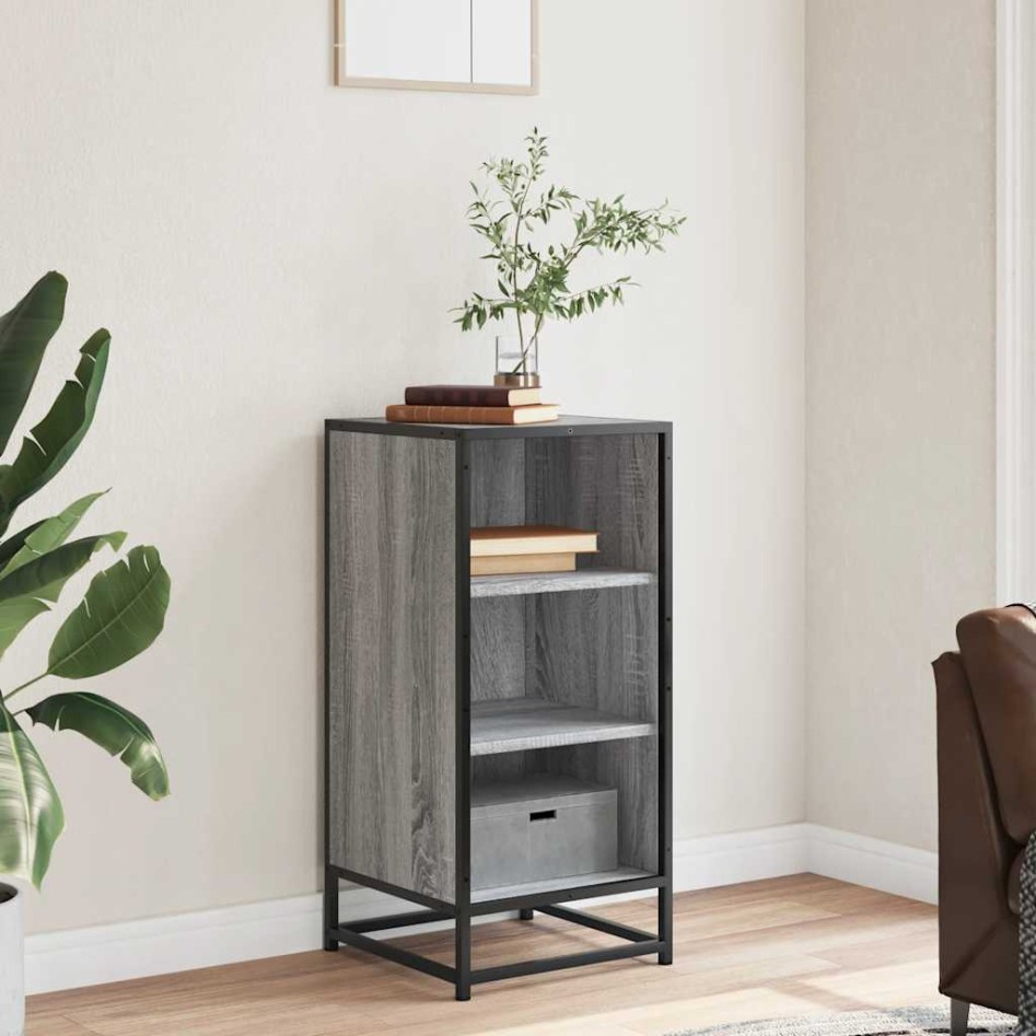 Aparador madera ingeniería y metal gris Sonoma 35,5x35x76