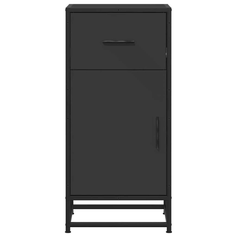 Aparador de madera de ingeniería y metal negro 35,5x35x76