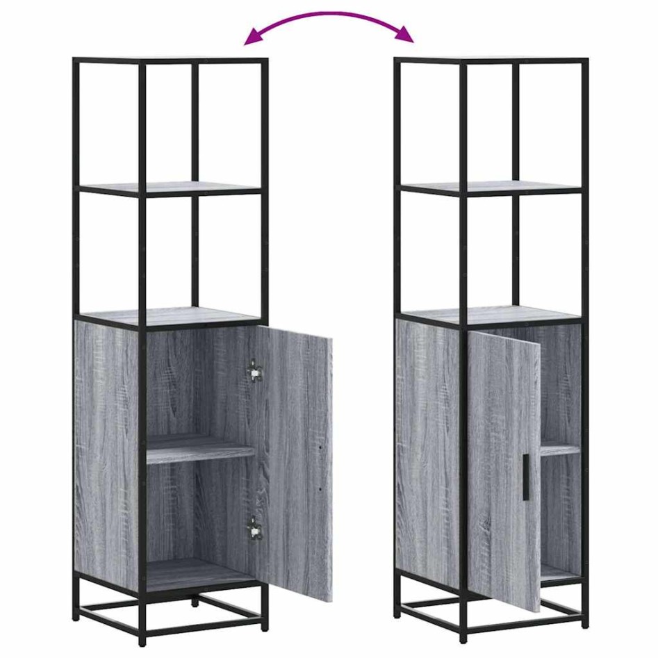 Aparador alto madera ingeniería metal gris sonoma 35,5x35x13