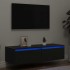 Mueble de TV con luces LED roble negro 100X35,5x25
