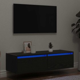Mueble de TV con luces LED roble negro 100X35,5x25
