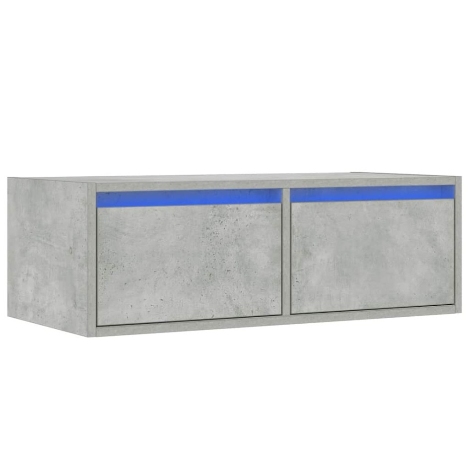 Mueble de TV con luces LED gris hormigón 75x35,5x25
