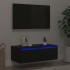 Mueble de TV con luces LED roble negro 75x35,5x25