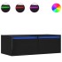 Mueble de TV con luces LED roble negro 75x35,5x25