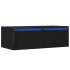 Mueble de TV con luces LED roble negro 75x35,5x25
