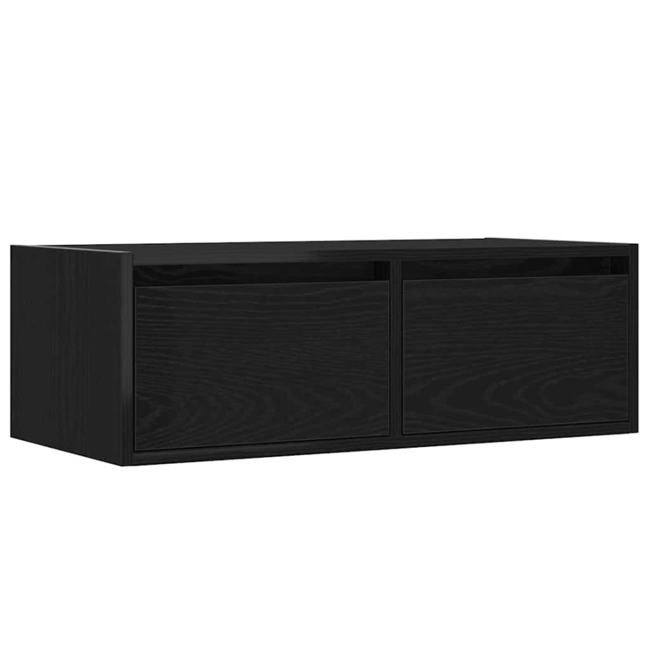 Mueble de TV con luces LED roble negro 75x35,5x25
