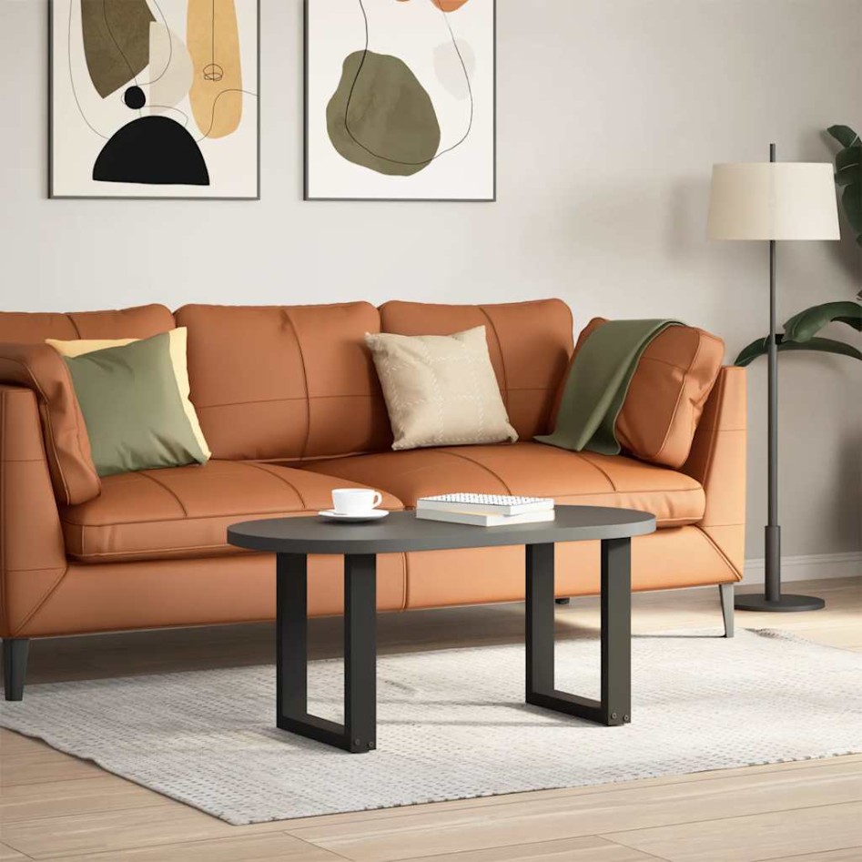 Patas de mesa de centro forma U 2uds acero negro 38x(42-43)