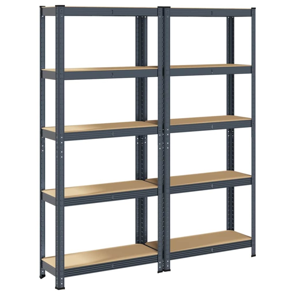 Estante almacenaje 5 niveles 2 uds acero y madera