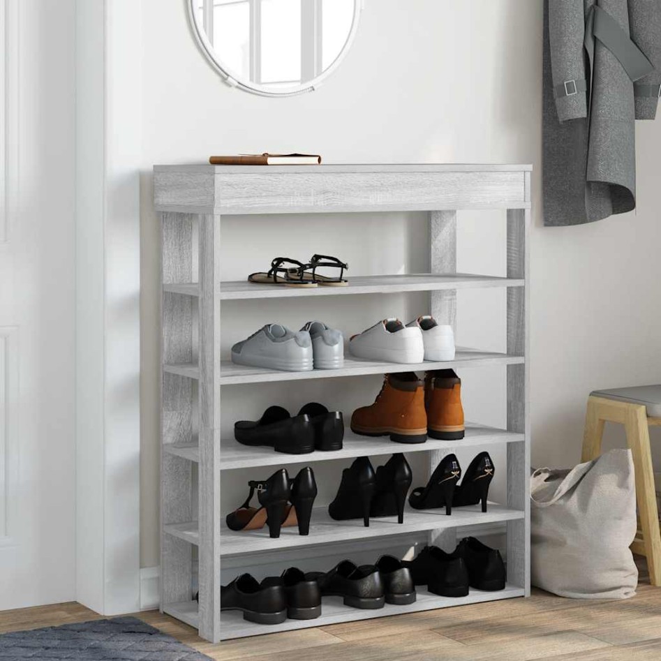 Mueble zapatero madera de ingeniería gris sonoma 80x30x98
