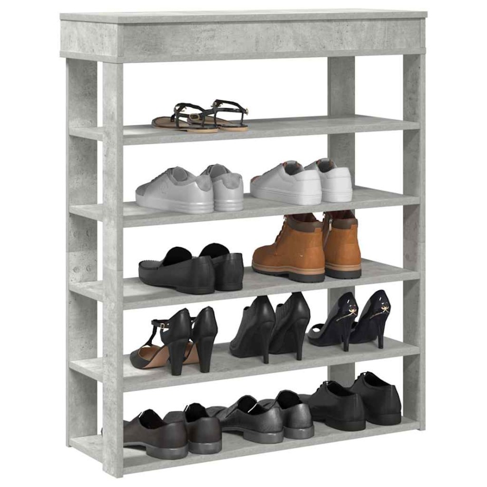 Mueble zapatero madera contrachapada gris hormigón 80x30x98