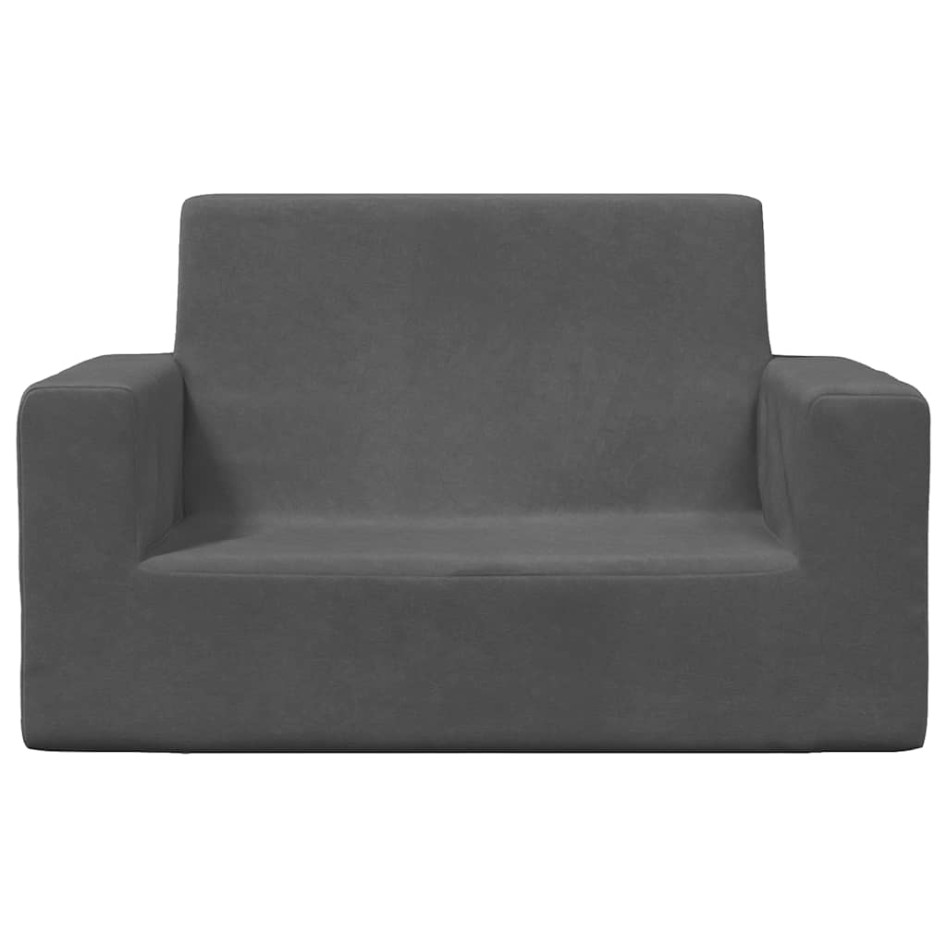Sofá para niños de 2 plazas de felpa suave gris