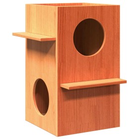 Casa para gatos cera marrón 43x43x60 cm madera maciza