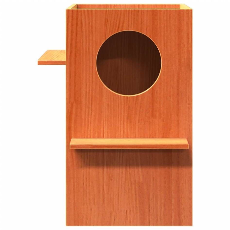 Casa para gatos cera marrón 43x43x60 cm madera maciza