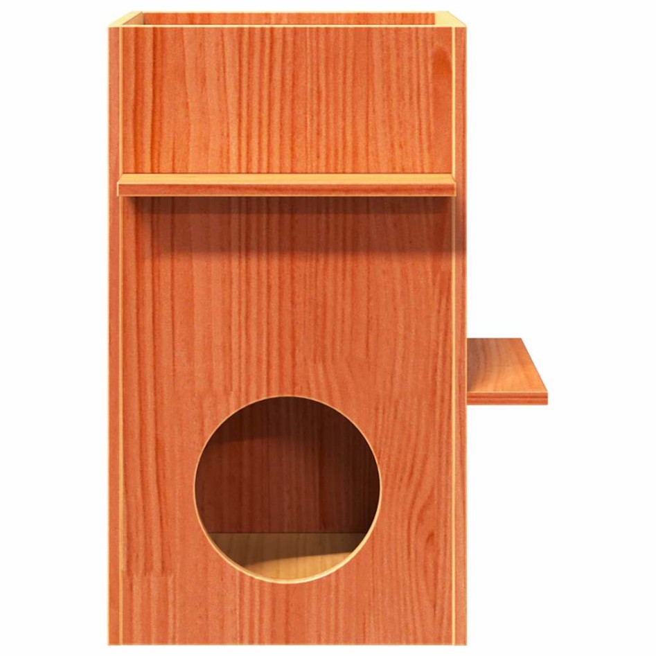Casa para gatos cera marrón 43x43x60 cm madera maciza
