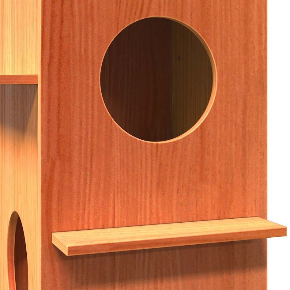 Casa para gatos cera marrón 43x43x60 cm madera maciza