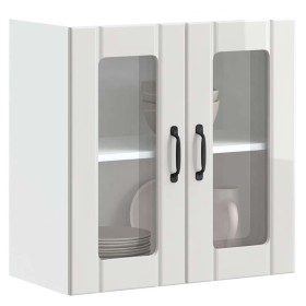 Armario pared cocina puerta cristal Lucca blanca alto