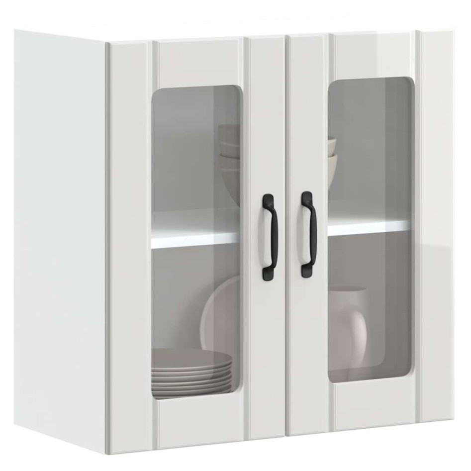 Armario pared cocina puerta cristal Lucca blanca alto