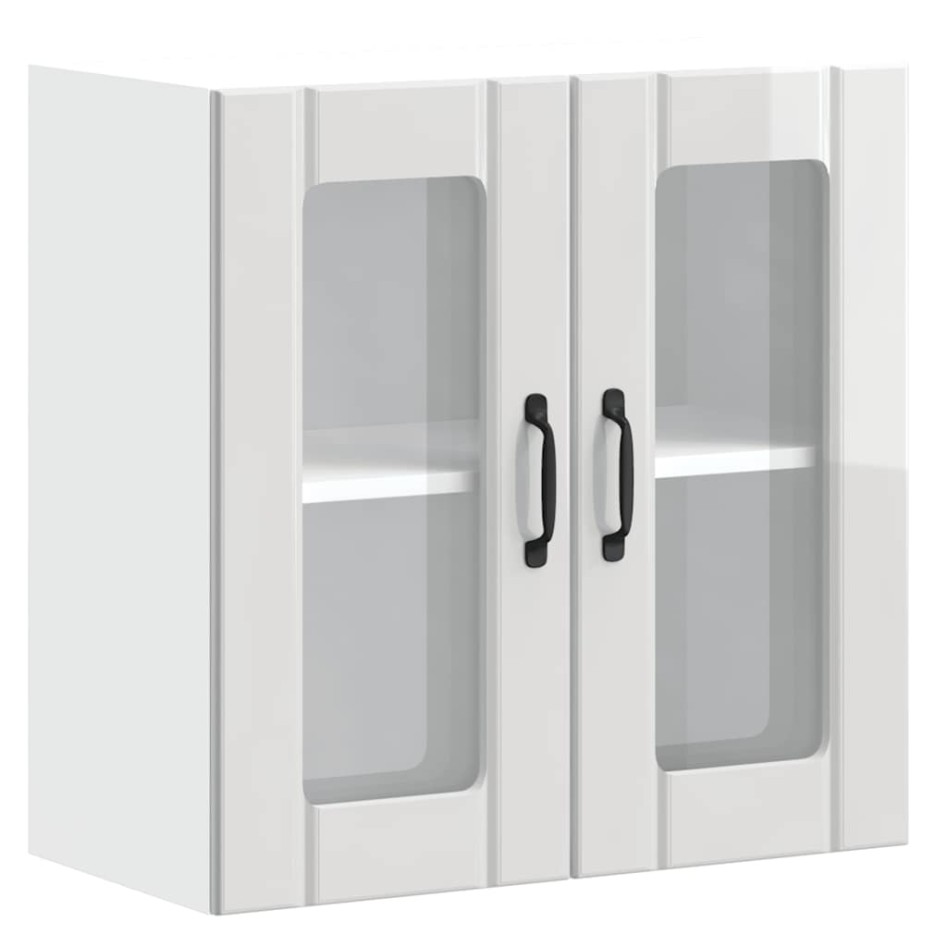 Armario pared cocina puerta cristal Lucca blanca alto