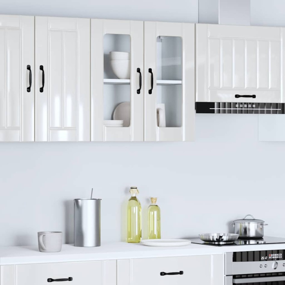 Armario pared cocina puerta cristal Lucca blanca alto