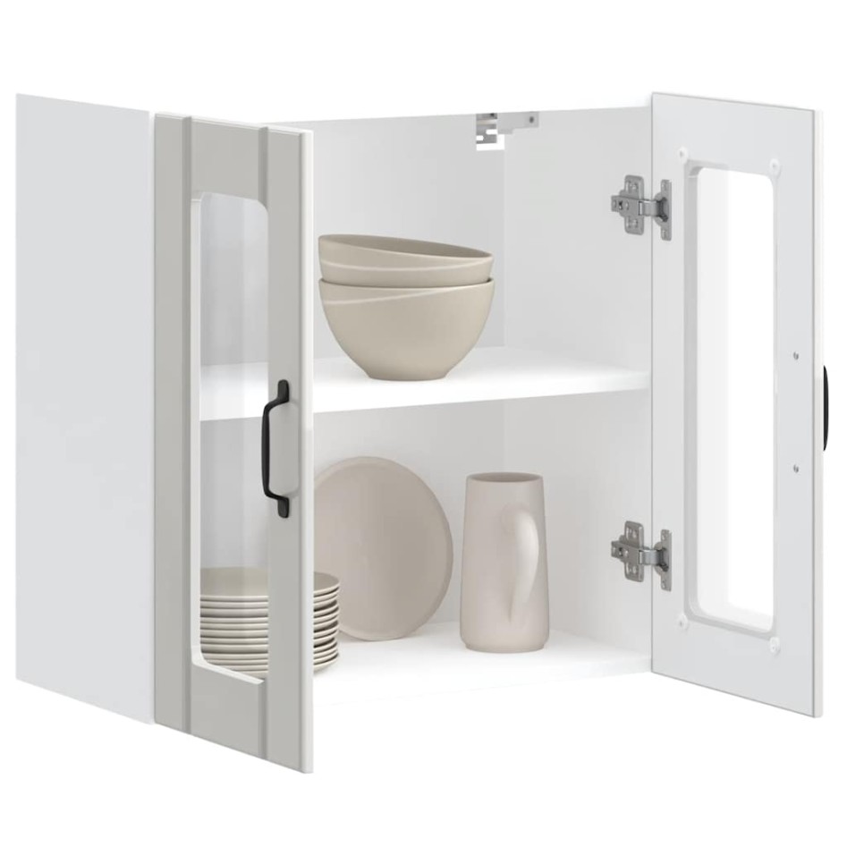 Armario pared cocina puerta cristal Lucca blanca alto